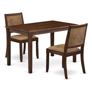 Pemberly Row 3-Piece Walnut Dining Table Set with Faux Leather Chairs