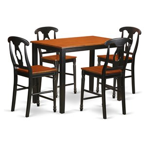 Pemberly Row 5-Piece Dining Set with Bar Stools in Black & Cherry Finish