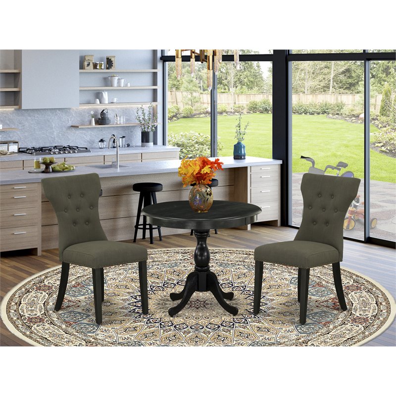 Pemberly Row 3-Piece Wood Dining Room Set in Wire Brush Black Finish