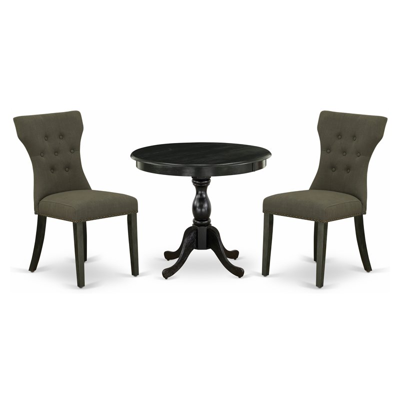 Pemberly Row 3-Piece Wood Dining Room Set in Wire Brush Black Finish