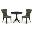 Pemberly Row 3-Piece Wood Dining Room Set in Wire Brush Black Finish