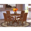 Pemberly Row 5-Piece Wood Dining Set in Mahogany and Brown Finish