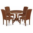 Pemberly Row 5-Piece Wood Dining Set in Mahogany and Brown Finish