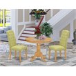 Pemberly Row 3-Piece Wood Dining Set with Lime Chairs in Oak Finish