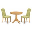 Pemberly Row 3-Piece Wood Dining Set with Lime Chairs in Oak Finish
