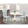 Pemberly Row 3-Piece Rubberwood Kitchen Set with Round Table in Linen White