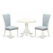 Pemberly Row 3-Piece Rubberwood Kitchen Set with Round Table in Linen White