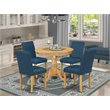 Pemberly Row 5-Piece Dining Set in Oak and Oasis with Upholstered Chairs