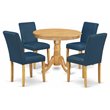 Pemberly Row 5-Piece Dining Set in Oak and Oasis with Upholstered Chairs