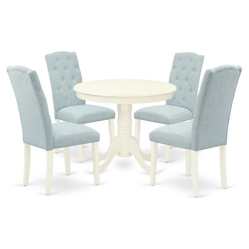 Pemberly Row 5-Piece Wood Dining Set with Cushion Seats in White