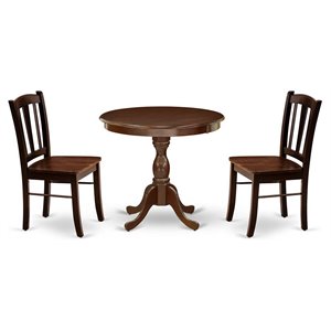 Pemberly Row 3-Piece Wooden Dining Set with Pedestal Base in Mahogany