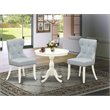 Pemberly Row 3-Piece Wood Dining Set in Linen White and Baby Blue