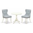 Pemberly Row 3-Piece Wood Dining Set in Linen White and Baby Blue