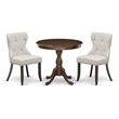 Pemberly Row 3-Piece Wood Dining Set with Upholstered Chairs in Mahogany