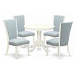 Pemberly Row 5-Piece Round Dining Wood Table Set Linen White & Baby Blue