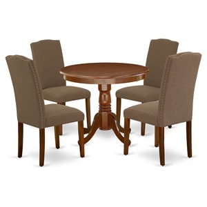 Pemberly Row 5-Piece Wood Dining Set in Mahogany and Dark Coffee Finish