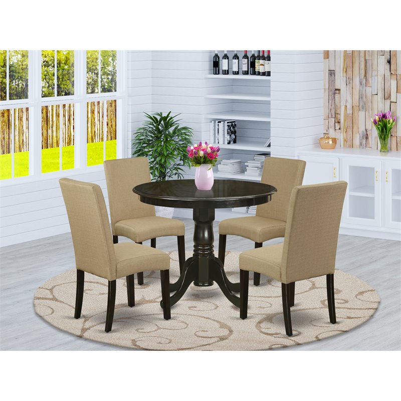 Pemberly Row 5-Piece Wood Dining Set in Cappuccino and Brown Finish