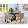 Pemberly Row 5-Piece Wood Dining Set in Cappuccino and Brown Finish