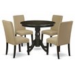 Pemberly Row 5-Piece Wood Dining Set in Cappuccino and Brown Finish