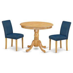 Pemberly Row 3-Piece Traditional Wood Dinette Set in Oak Finish