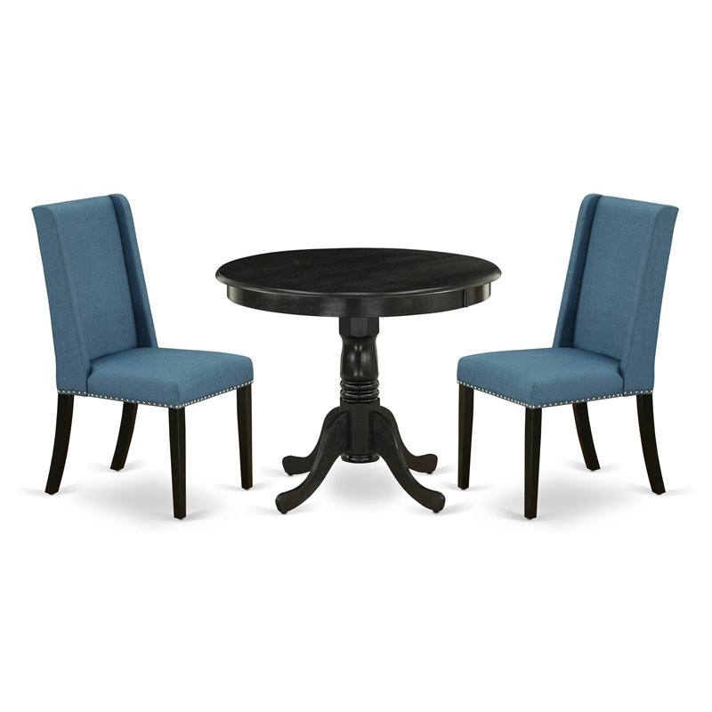 Pemberly Row 3-Piece Wood Dinette Set in Wire Brush Black Finish