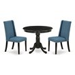 Pemberly Row 3-Piece Wood Dinette Set in Wire Brush Black Finish