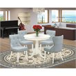 Pemberly Row 5-Piece Wood Dining Room Set in Linen White and Baby Blue
