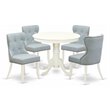 Pemberly Row 5-Piece Wood Dining Room Set in Linen White and Baby Blue