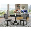 Pemberly Row 3-Piece Wooden Dining Set in Gotham Gray/Black Finish