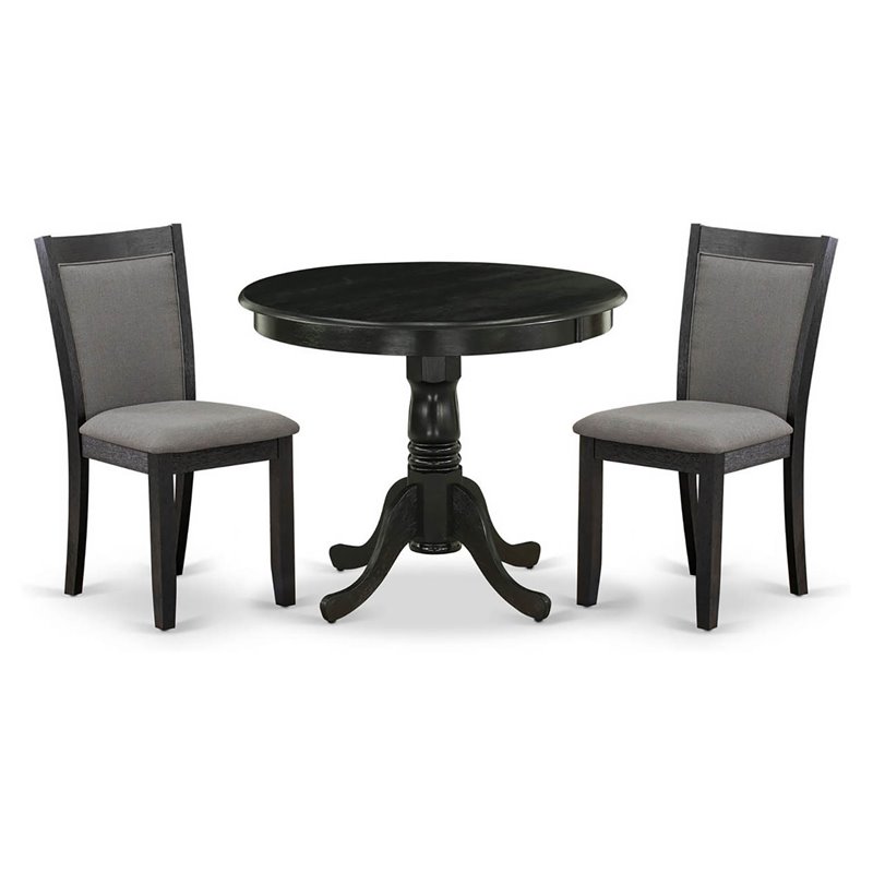 Pemberly Row 3-Piece Wooden Dining Set in Gotham Gray/Black Finish
