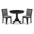 Pemberly Row 3-Piece Wooden Dining Set in Gotham Gray/Black Finish