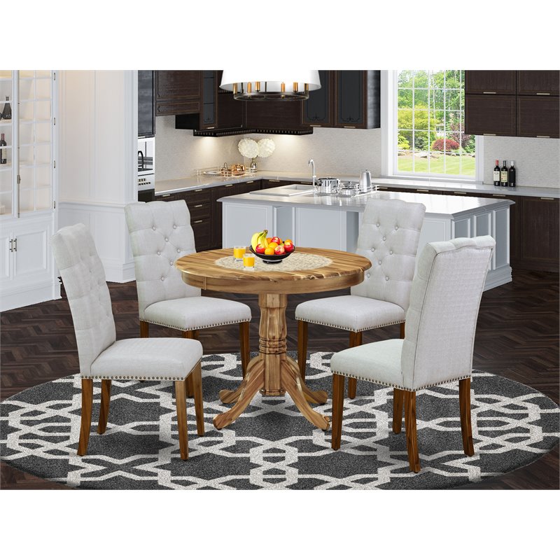 Pemberly Row 5-Piece Dining Set with Natural/Gray Finish and Wooden Chairs