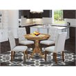 Pemberly Row 5-Piece Dining Set with Natural/Gray Finish and Wooden Chairs