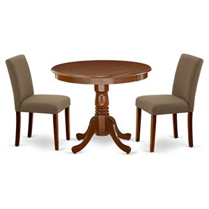 Pemberly Row 3-Piece Wood Dinette Set in Mahogany and Coffee Upholstery