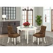Pemberly Row 3-Piece Wood Dinette Set with Parson Chairs in Linen White
