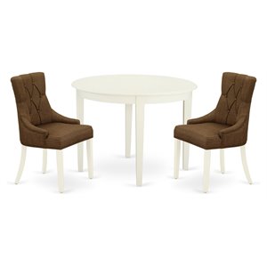 Pemberly Row 3-Piece Wood Dinette Set with Parson Chairs in Linen White