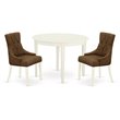 Pemberly Row 3-Piece Wood Dinette Set with Parson Chairs in Linen White