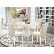 Pemberly Row 5-Piece Rubberwood Dining Set with Fabric Seat in Beige
