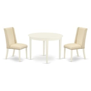 Pemberly Row 3-Piece Wood Dining Set in Linen White with Round Table