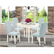 Pemberly Row 5-Piece Wood Dining Set in Linen White and Baby Blue