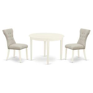 Pemberly Row 3-Piece Wood Dinette Set in Linen White with Round Table
