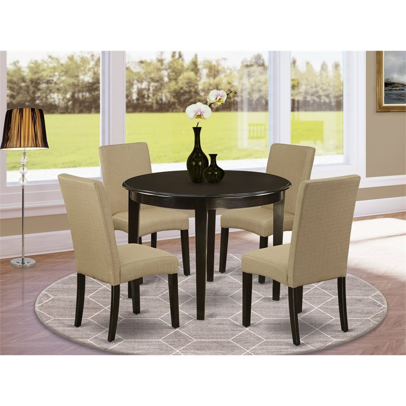 Pemberly Row 5-Piece Wood Dining Set in Cappuccino and Brown