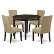 Pemberly Row 5-Piece Wood Dining Set in Cappuccino and Brown