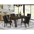 Pemberly Row 5-Piece Dining Set with Rectangular Table in Mocha Finish