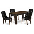 Pemberly Row 5-Piece Dining Set with Rectangular Table in Mocha Finish