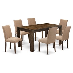 Pemberly Row 7-Piece Dining Set in Jacobean Brown and Light Sable