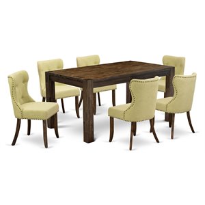 Pemberly Row 7-Piece Dining Set with Jacobean Brown/Limelight Finish