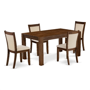 Pemberly Row 5-Piece Rubber Wood Dining Set in Antique Walnut Finish
