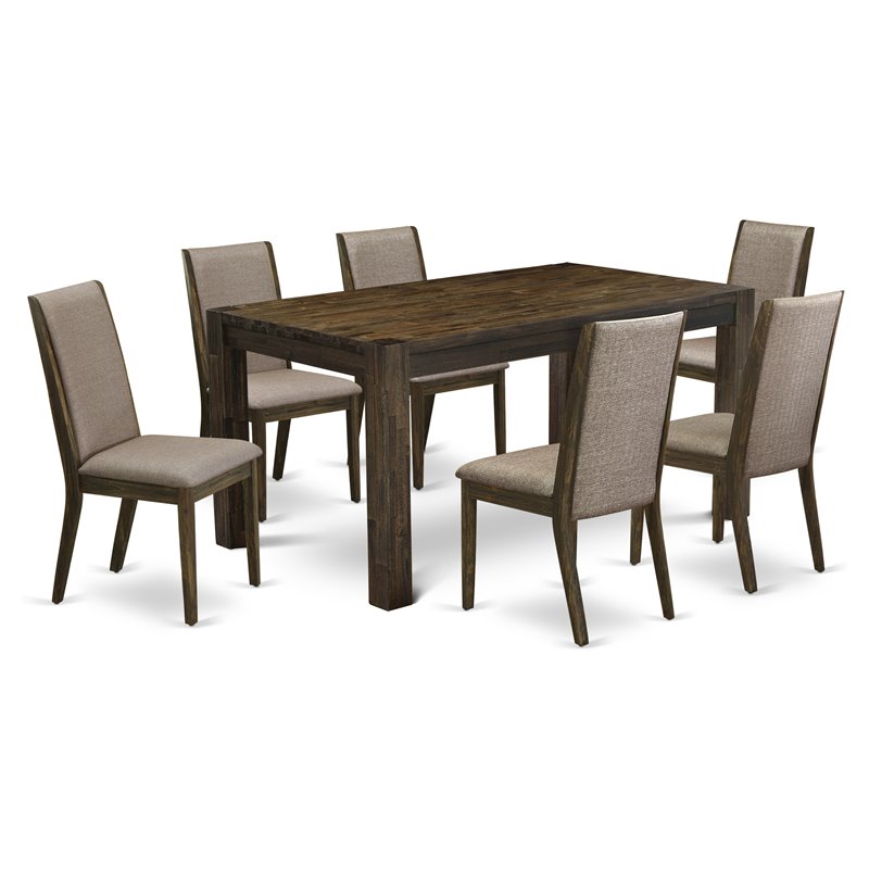 Pemberly Row 7-Piece Kitchen Set in Jacobean Brown and Dark Khaki Fabric