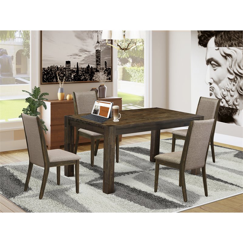 Pemberly Row 5-Piece Dinette Set in Jacobean Brown with Linen Seats